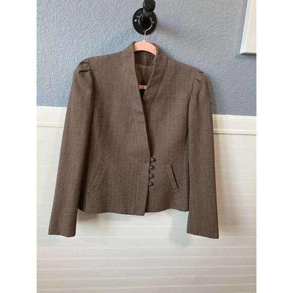 Gallery Vintage Brown 100% Wool Button Down Formal Blazer Size Large - Picture 4 of 9